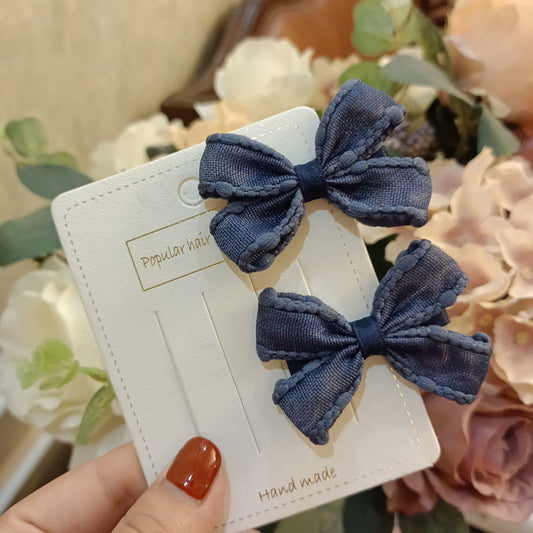 Trendy Denim Bow Hair Clips with Classic Design - Cute and Functional Accessories, Perfect for Daily Wear, Casual Outings, and Playful Hairstyles for Women