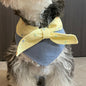 Original Denim Pet Bandana with Gingham Bow Tie and Polka Dots - Cute and Playful Design, Ideal for Daily Wear and Photo Shoots for Pets