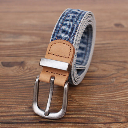 TOriginal Denim Belt with Bronze-tone Buckle and Rivet Accents - Rugged, Stylish Design for Men, Ideal for Casual Wear and Everyday Use for Unisex