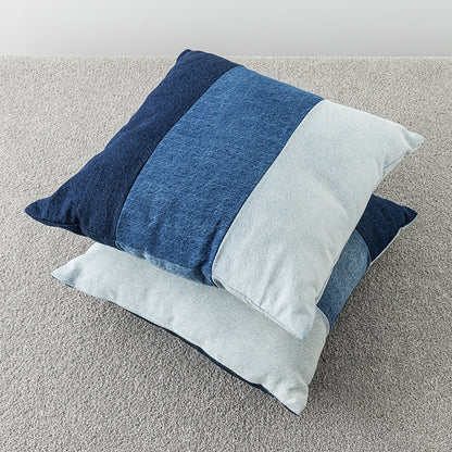 Original Denim and Cotton Pillow Set with Two-Tone Blue Design - Modern, Comfortable, and Versatile for Bedroom or Living Room for Unisex