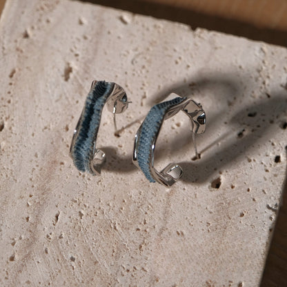 Original Denim Hoop Earrings with Silver-Toned Design - Chic Contemporary Style for Casual Wear, Special Occasions, and Everyday Styling, Offering Lightweight and Versatile Elegance for Women