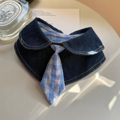 Original Denim Dog Bow Tie Strap Accents - Stylish, Adjustable Design for Casual Outings, Photoshoots, and Walks for Pets