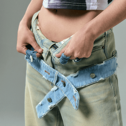 Original Denim Belt with Creative Embellishments and Adjustable Fit - Trendy, Fashion-Forward Design for Casual Outings, Streetwear, and Parties for Women