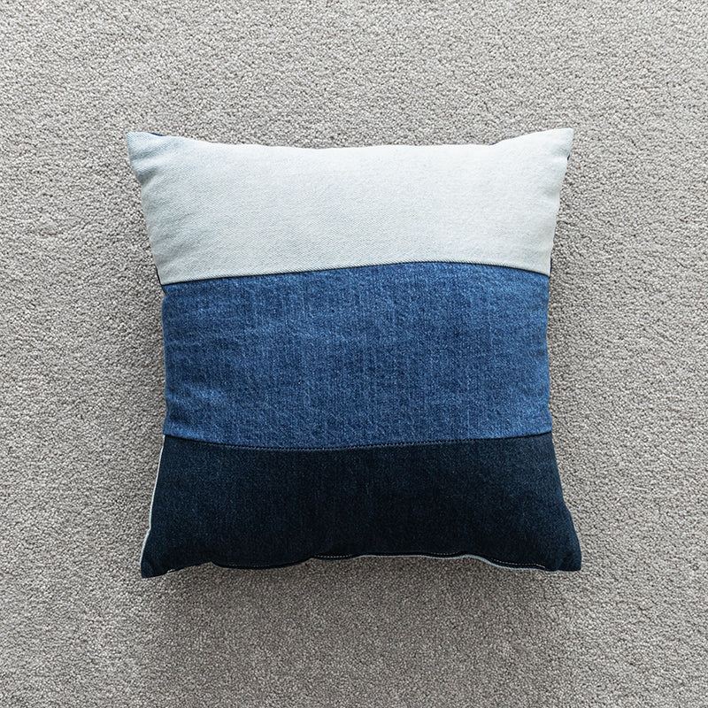 Original Denim and Cotton Pillow Set with Two-Tone Blue Design - Modern, Comfortable, and Versatile for Bedroom or Living Room for Unisex