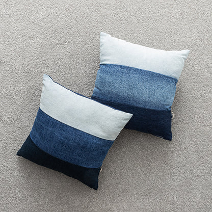 Original Denim and Cotton Pillow Set with Two-Tone Blue Design - Modern, Comfortable, and Versatile for Bedroom or Living Room for Unisex