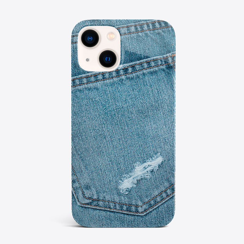 Original Denim Phone Case with Distressed Pocket Design - Trendy, Practical Style, Ideal for Casual Look and Protection for Unisex