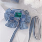 Original Denim Dog Harness with Ruffle Details - Cute and Playful Design, Ideal for Daily Walks and Casual Outings  for Pets