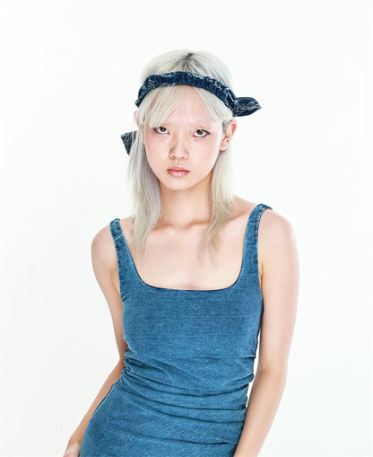 Trendy Denim Bow Knot Headband - A Playful and Vintage-Styled, Soft Street Fashion Accessory for Women