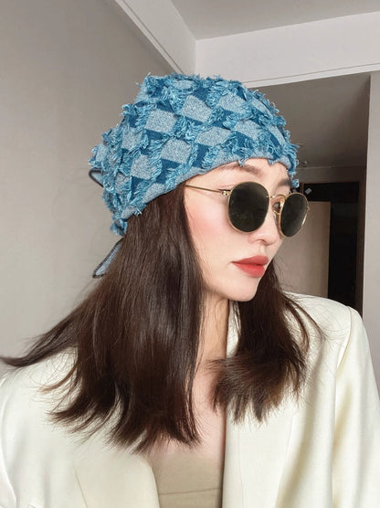 Trendy Distressed Blue Denim Headband with Frayed Edges - Trendy, Stylish Design, Unique and Fashionable for Casual Outings and Daily Wear  for Women