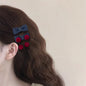 Original Denim Hair Clip with Blue Denim Bow and Cherry Embellishments - Cute, Playful Design, Lightweight, Decorative, Secure Hold for Daily Wear, Parties, and Casual Outings  for Women