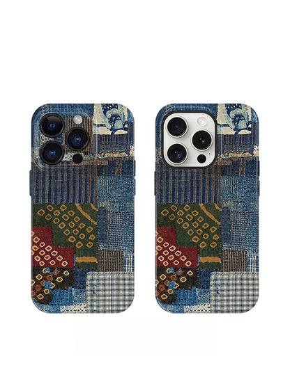 Denim Style silicone Original Vintage Patchwork Denim Phone Case - Artistic Design, Fashionable, Protective for Unisex