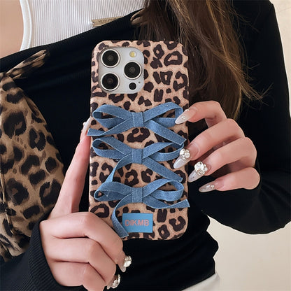 Denim fabric laminated with silicone Original Leopard Print Lace Phone Case - Bold Style for Trendy Women