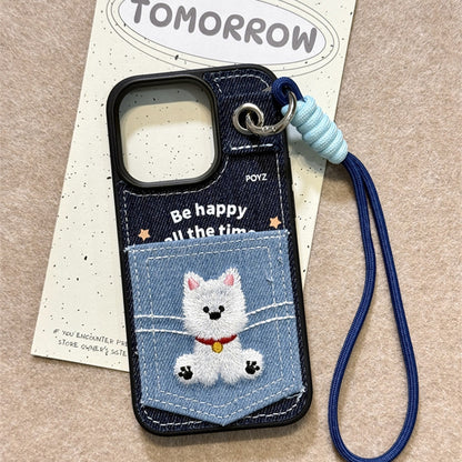 Denim fabric laminated with TPU Trendy Phone Case - Cute Denim Cat Style with Playful, Expressive, and Durable Design for Cat Enthusiasts for Women