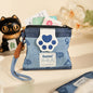 Original Denim Cat Paw Coin Purse Design with Cat Paw Patch and Egyptian-Inspired Prints – Cute, Playful for Everyday Use, Casual Outings, Gifting, Ideal for Keeping Small Essentials Organized with a Touch of Feline Charm for Unisex