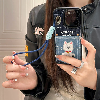 Denim fabric laminated with TPU Trendy Phone Case - Cute Denim Cat Style with Playful, Expressive, and Durable Design for Cat Enthusiasts for Women