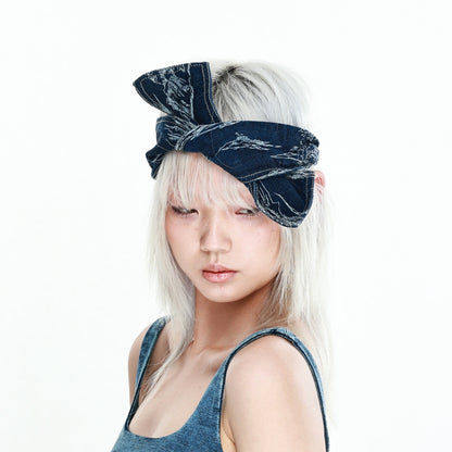 Trendy Denim Bow Knot Headband - A Playful and Vintage-Styled, Soft Street Fashion Accessory for Women