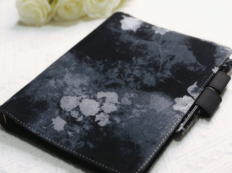 Original Denim Notebook with Floral and Skull Bleach Print - Gothic, Artistic Design, Durable, Stylish, Unique for Journaling, Sketching, and Note-Taking for Unisex