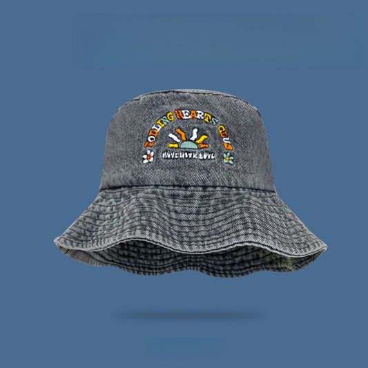 Trendy "SUNSHINE CLUB" Denim Bucket Hat - A Fun and Stylish Designed Summer Essential  for Unisex