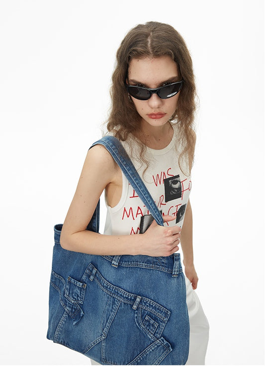 Denim Vintage Multifunktionell Tote - den perfekta blandningen av stil och användbarhet