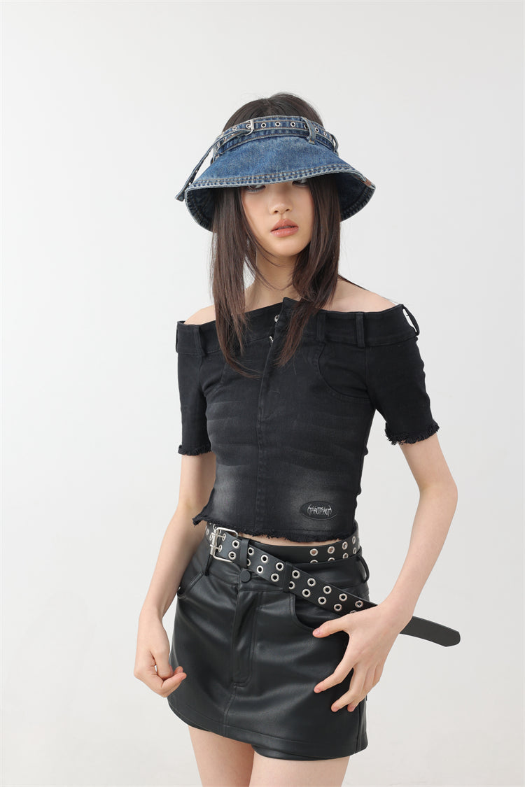 Original Denim Bucket Hat with Buckle Details - Trendy and Casual Design , Perfect for Casual Outings and Streetwear for Women