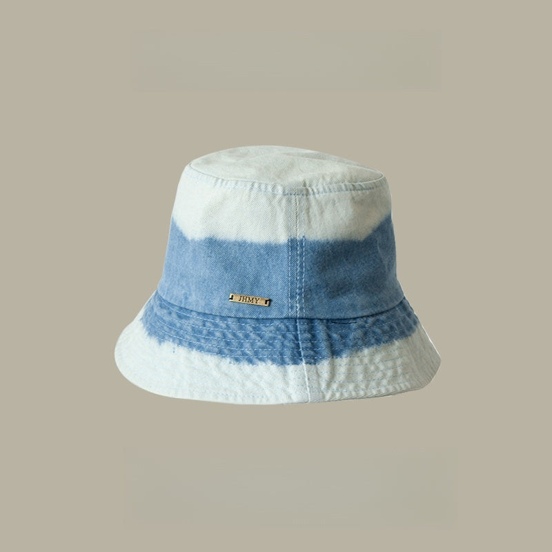 Trendy Gradient Blue Denim Bucket Hat - Trendy, Casual Design, UV Protection and Stylish Look for Casual Outings, Daily Wear, and Outdoor Activities for Women