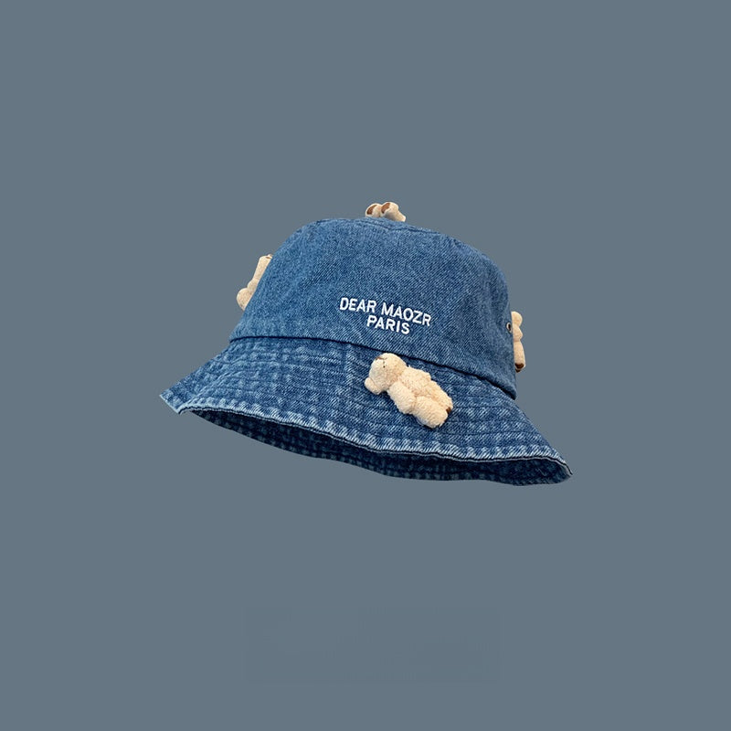 Trendy Denim Bucket Hat with Playful Design - Fun, Trendy Style for Casual Outings, Ideal for Women