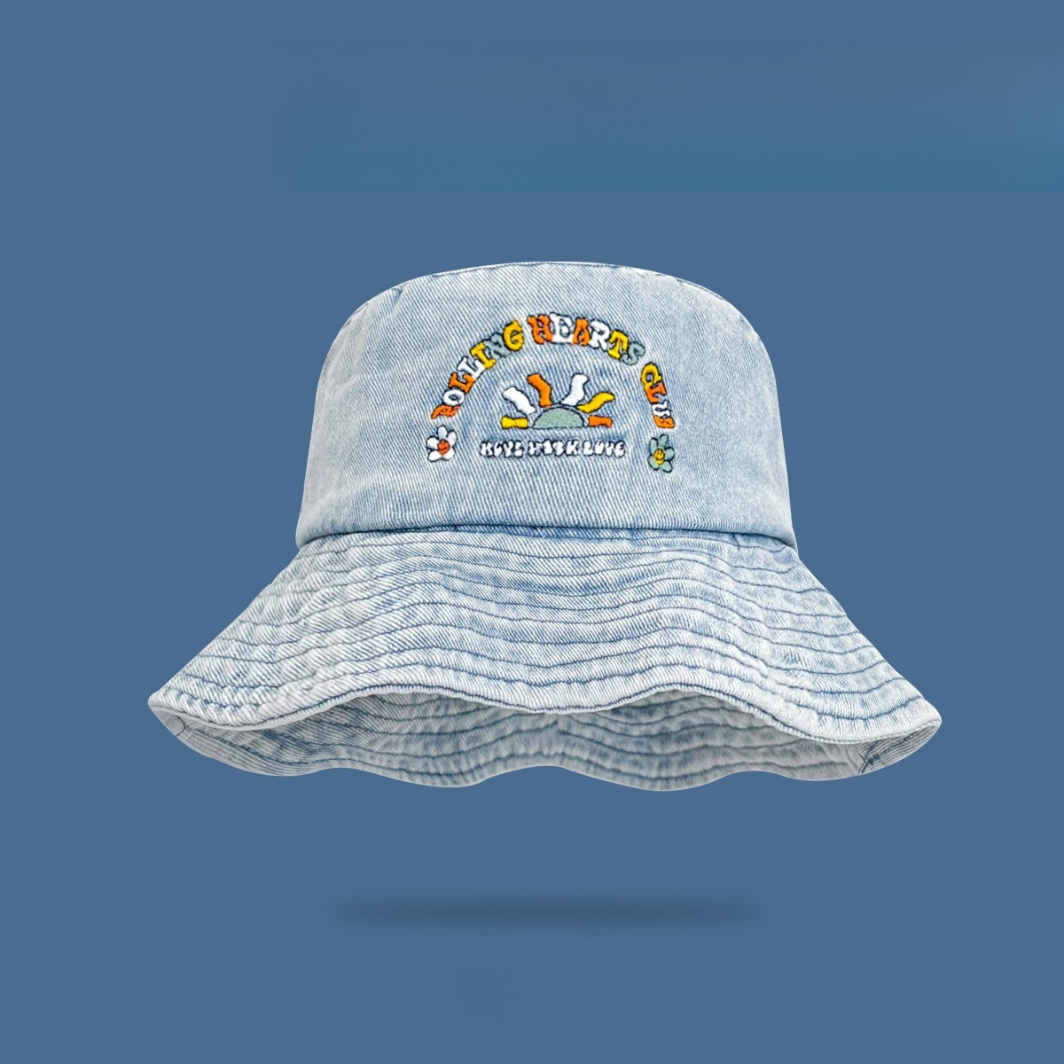 Trendy "SUNSHINE CLUB" Denim Bucket Hat - A Fun and Stylish Designed Summer Essential  for Unisex