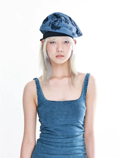 Trendy Blue Denim Bucket Hat with Fringe Details and Raw Edges - Casual, Unique Design, Lightweight and Flexible for Beach Wear, Casual Outings, and Everyday Styling for Women