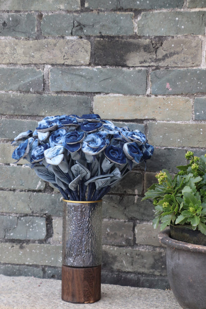 Original Denim Flower Bouquet with Handcrafted Denim Roses in Shades of Blue - Creative, Artistic Design for Home Decor, Gifts, and Special Occasions, Eco-Friendly, Durable, Unique for Unisex