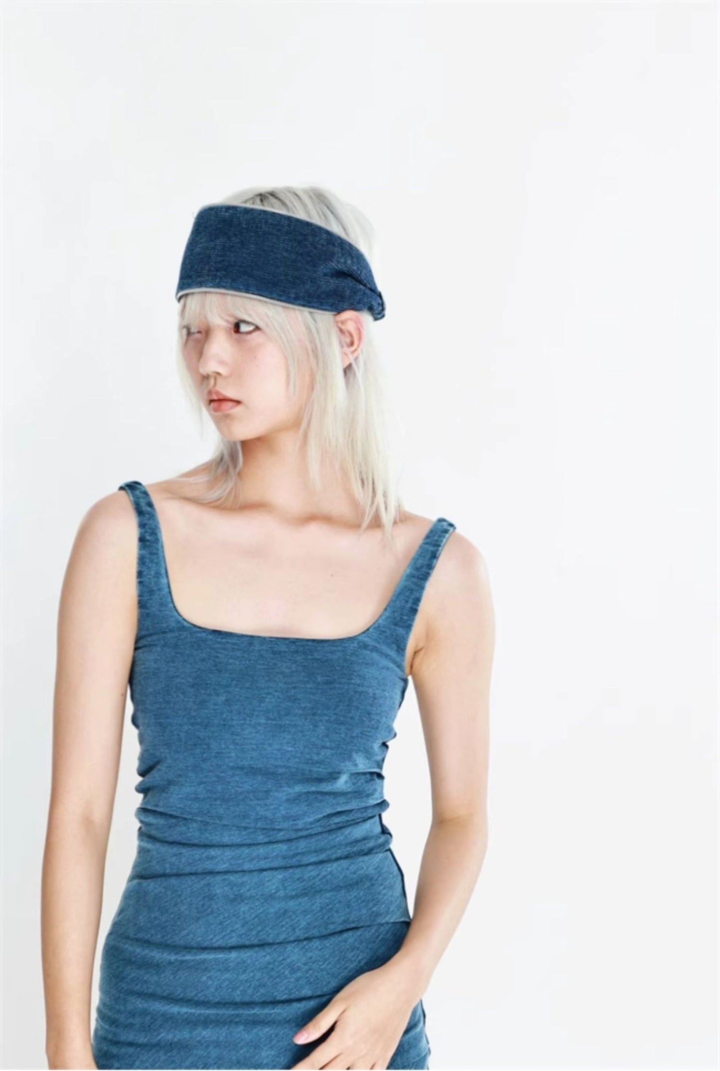 Trendy Blue Denim Headband with Knot Design - Casual, Versatile Design, Soft, Stretchy, and Lightweight for Casual Wear, Everyday Styling, and Artistic Looks for Women