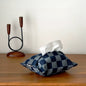 Trendy Checkered Denim Tissue Bag - Minimalist Design, Durable, A Stylish Home Essential for Unisex