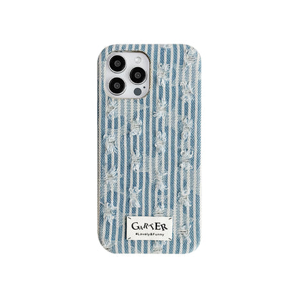 Denim fabric laminated with silicone Trendy Denim Texture Phone Case - Playful Star and Stripe Design for Young Women