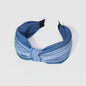 Trendy Two-Tone Denim Knotted Headband - Chic and Versatile Styled Hair Accessory for Women