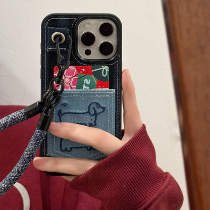 Denim fabric laminated with silicone Original Phone Case with Hand Strap - Playful and Modern Design for Unisex