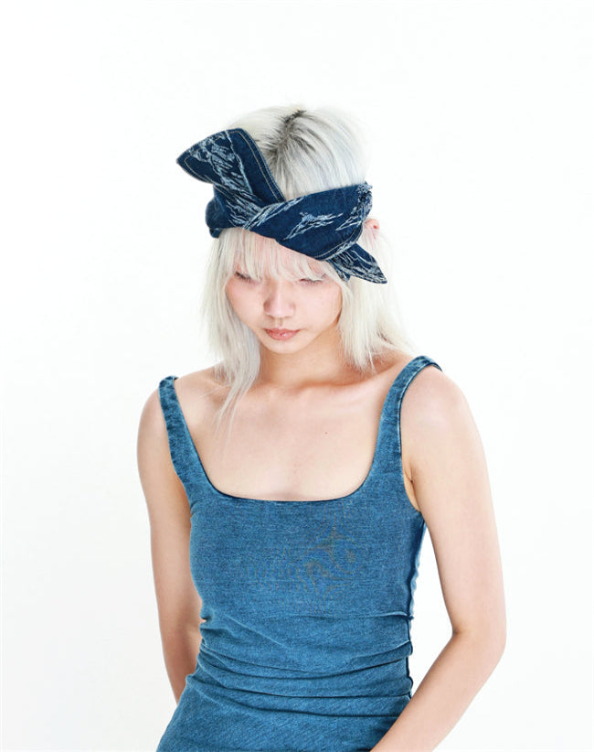 Trendy Denim Bow Knot Headband - A Playful and Vintage-Styled, Soft Street Fashion Accessory for Women