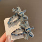 Trendy Denim Bow Hair Clips - Glamorous Sparkling Style Accessories for Women