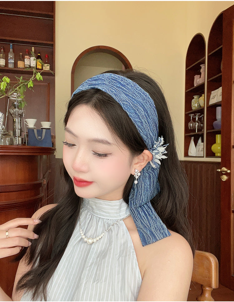 Original Denim Flower Headband - Stylish and Chic Design, Ideal for Daily Wear and Casual Outings  for Women