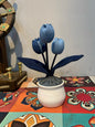 Original Denim Tulip Flower Arrangement - Handcrafted Unisex Home Decor, Vintage Style for Unisex