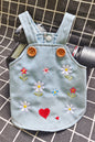 Original Denim Dog Dress with Floral Embroidery - Playful and Cute Design, Ideal for Daily Wear and Photoshoots for Pets