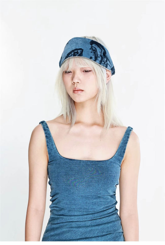 Trendy Blue Denim Headband with Knot Design - Casual, Versatile Design, Soft, Stretchy, and Lightweight for Casual Wear, Everyday Styling, and Artistic Looks for Women