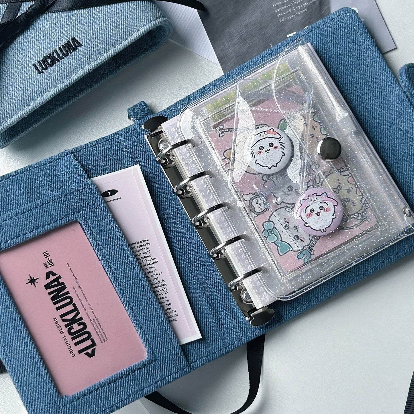 Original Denim Card Holder Storage with Butterfly Applique - Artistic and Unique Design, Ideal for Journaling and Gifting for Women