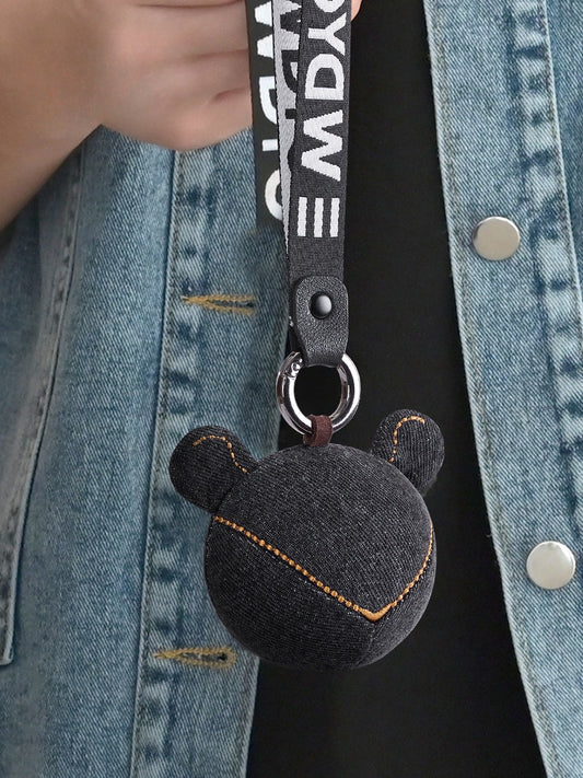 Trendy Denim Keychain with Monkey-Shaped Plush Denim Charm and Metal Ring - Playful, Trendy Design, Durable, Stylish, Lightweight for Everyday Use, Bag Accessory, and Key Holder  for Unisex