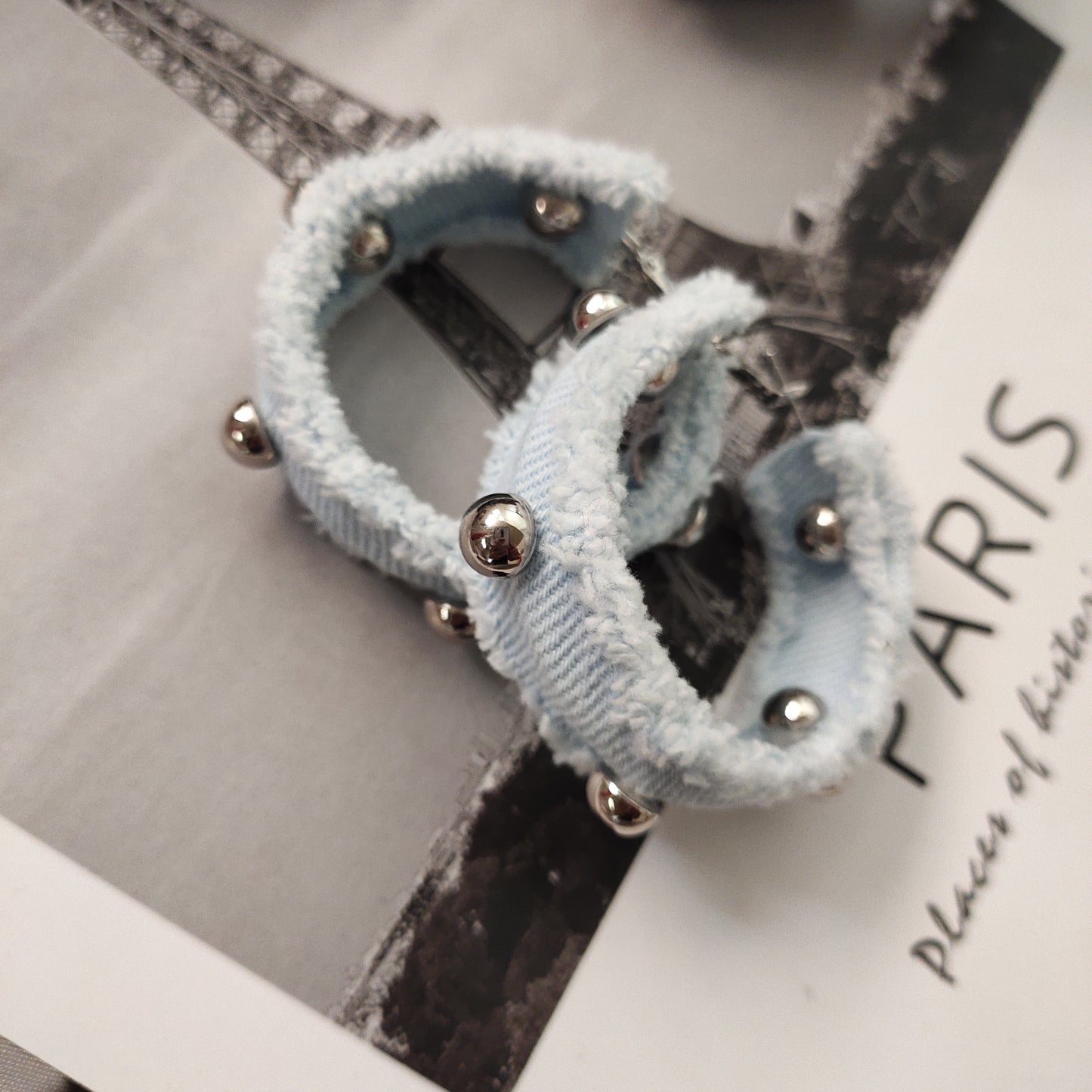 Original Denim Hoop Earrings Design Denim and Silver Ball Accents – Stylish, Minimalist for Casual Wear, Trendy Outfits, Daily Wear, Ideal for Adding a Chic and Lightweight Touch to Your Look for Women