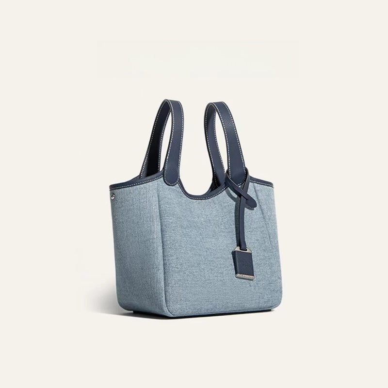 Original Denim Handbag with Sleek Design and Leather Straps - Chic and Stylish Design, Ideal for Daily Wear and Casual Outings for Women