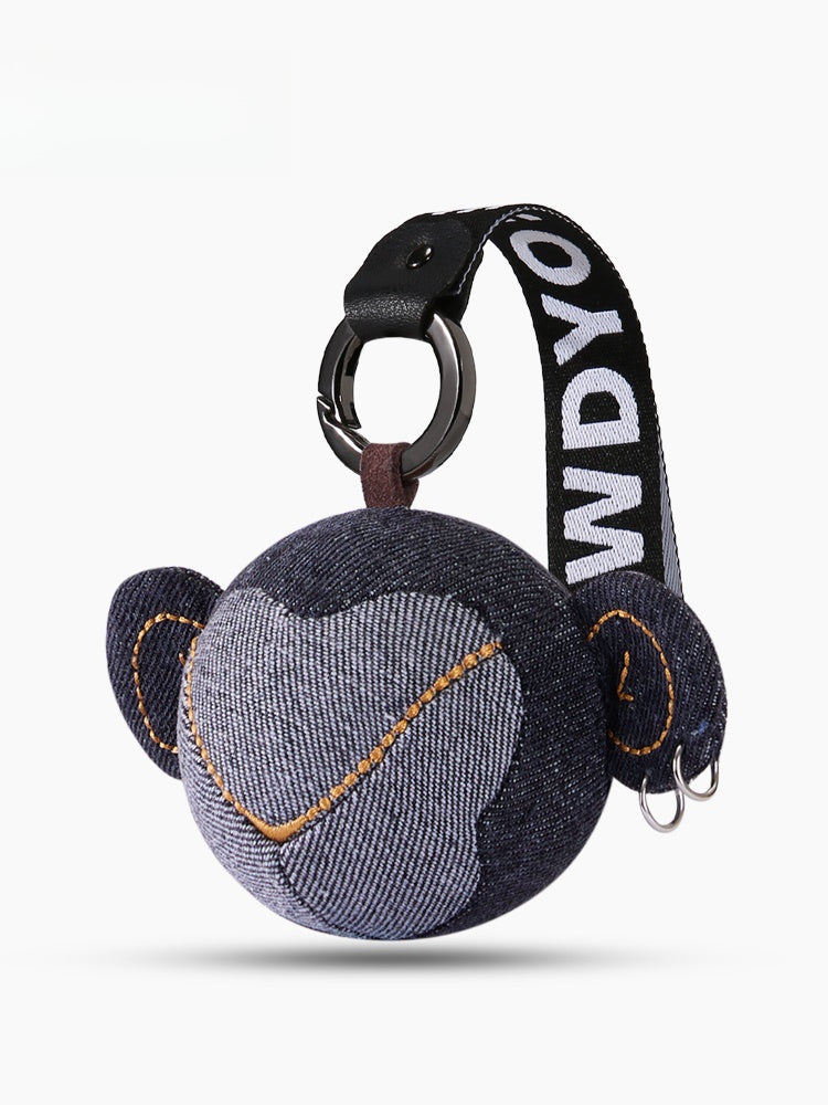 Trendy Denim Keychain with Monkey-Shaped Plush Denim Charm and Metal Ring - Playful, Trendy Design, Durable, Stylish, Lightweight for Everyday Use, Bag Accessory, and Key Holder  for Unisex