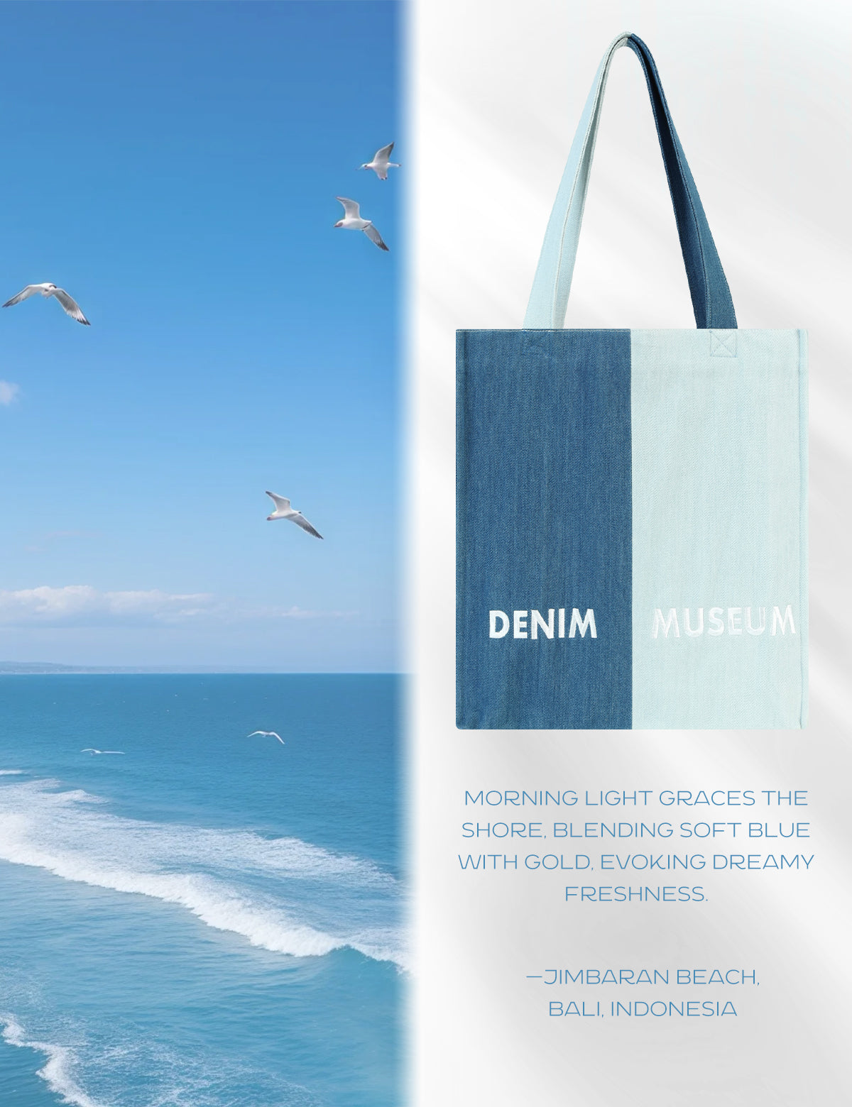 DENIM MUSEUM Ethereal Horizons Series Denim Color-Block Tote Bag för dagliga resor och modeutflykter