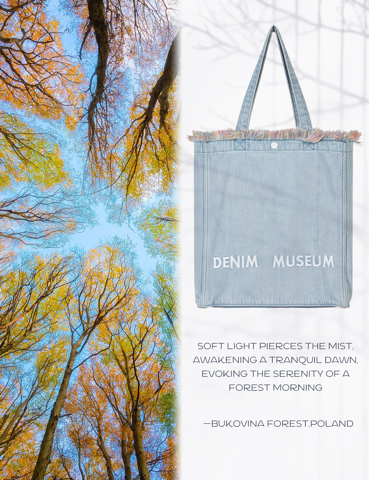 DENIM MUSEUM Forest Glow Series - Tassel Denim Bag, Dreamy Nature Style, Ethereal Artistic Choice