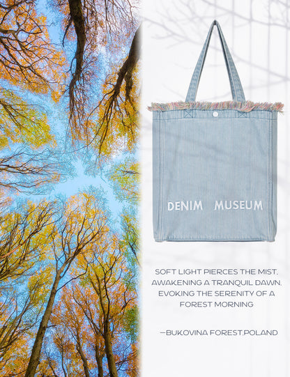 DENIM MUSEUM Forest Glow Series - Tassel Denim Bag, Dreamy Nature Style, Ethereal Artistic Choice for Women