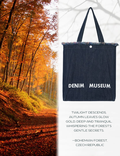 DENIM MUSEUM Forest Glow Series - Tassel Denim Bag, Dreamy Nature Style, Ethereal Artistic Choice