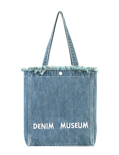 DENIM MUSEUM Forest of Solitude Denim Tote – Triple Blue Shades Inspired by Nature’s Mystique, with Dreamy Fringe Detail for Women